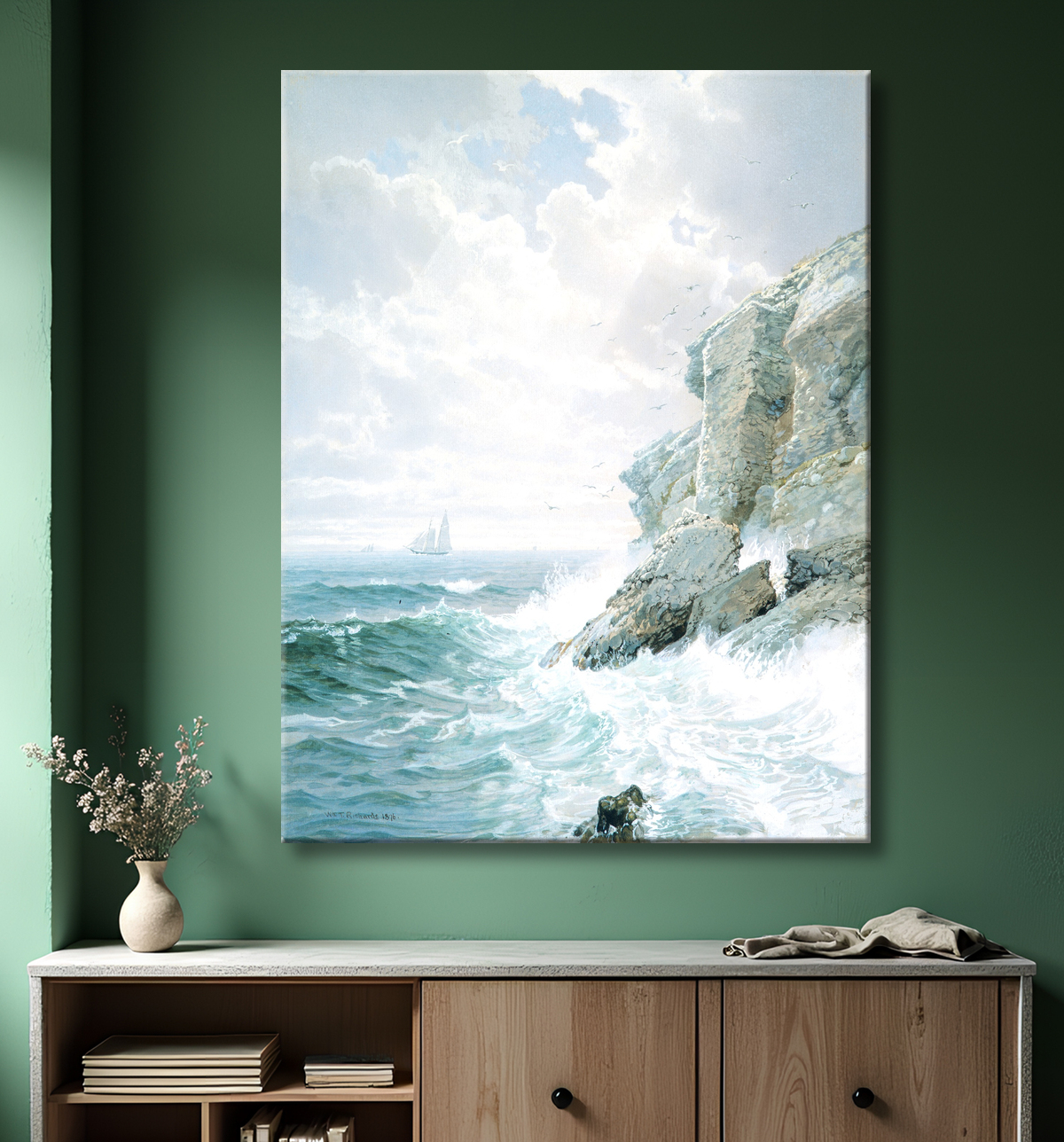 Reproduction Falaise du purgatoire de William Trost Richards avec decor