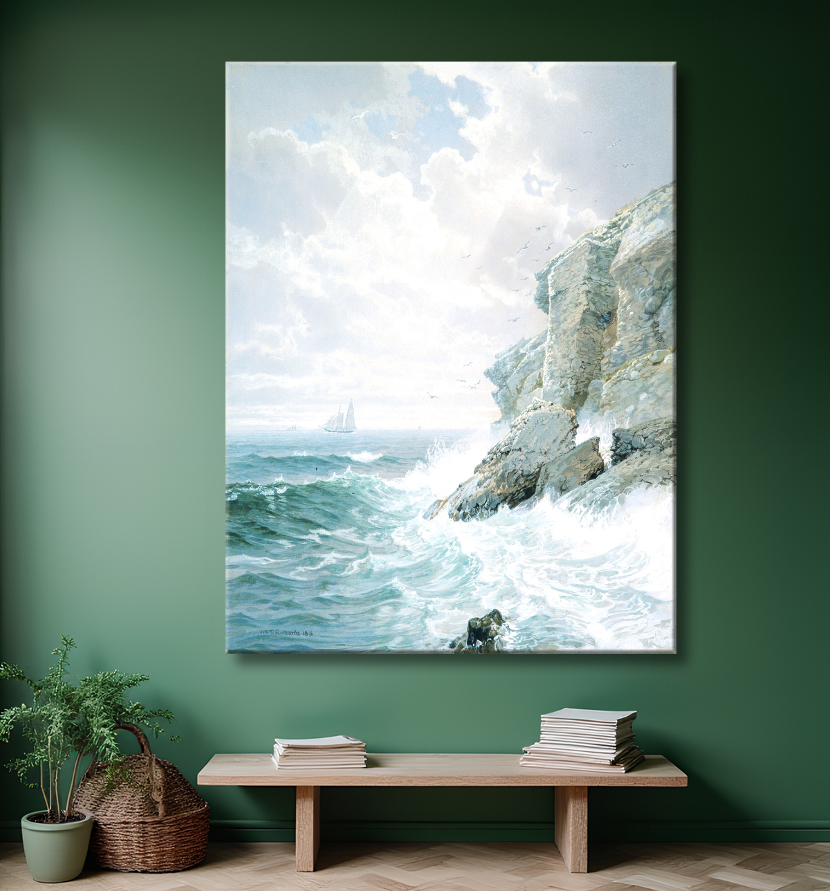 Reproduction Falaise du purgatoire de William Trost Richards avec decor