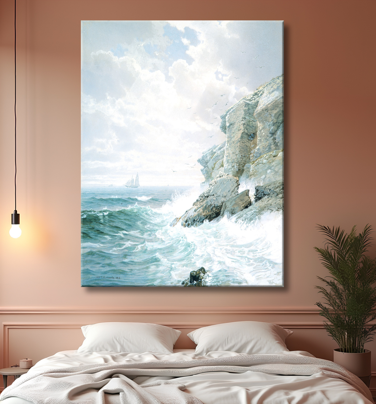 Reproduction Falaise du purgatoire de William Trost Richards avec decor