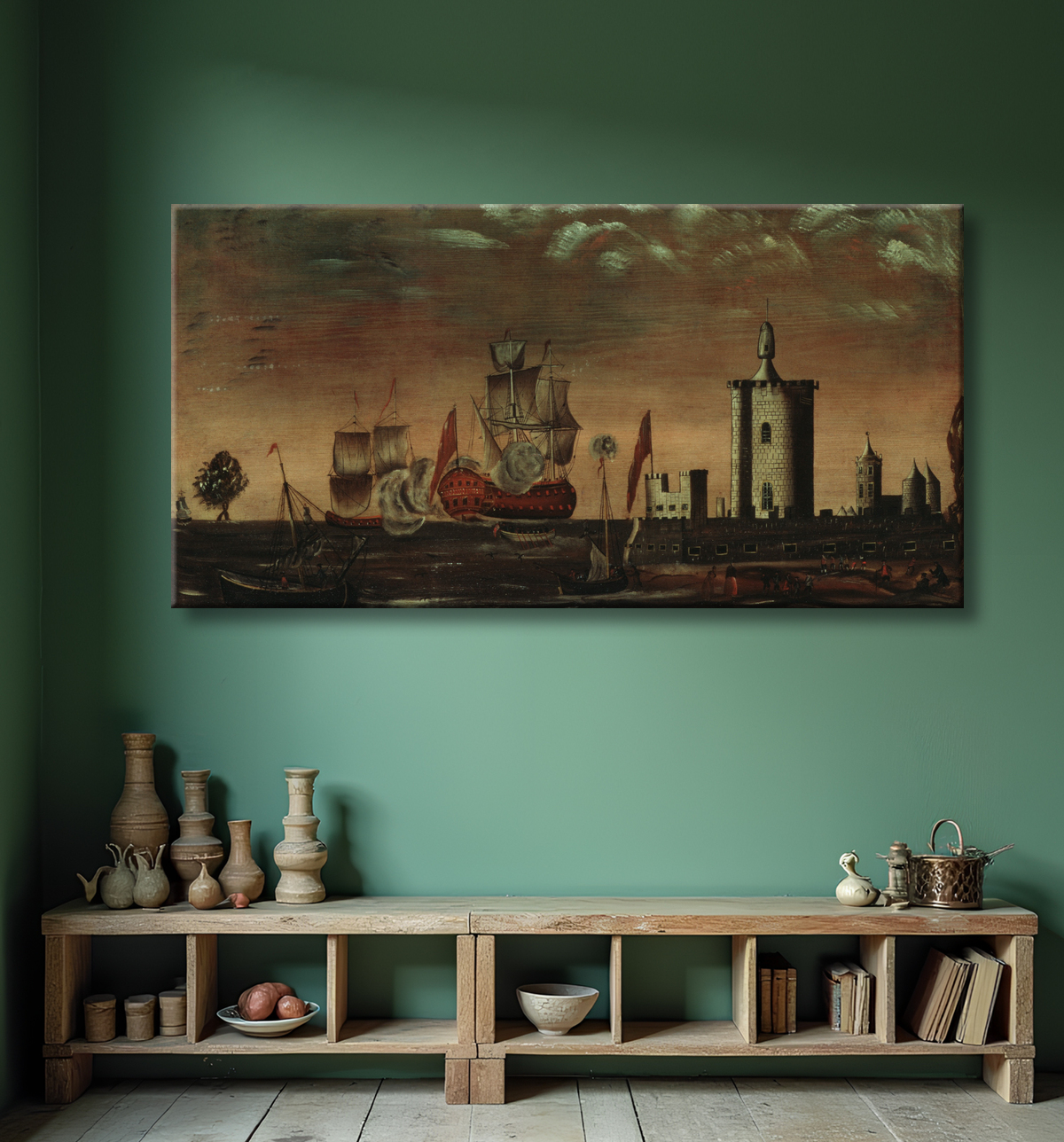 Reproduction Fantaisie de paysage marin avec decor