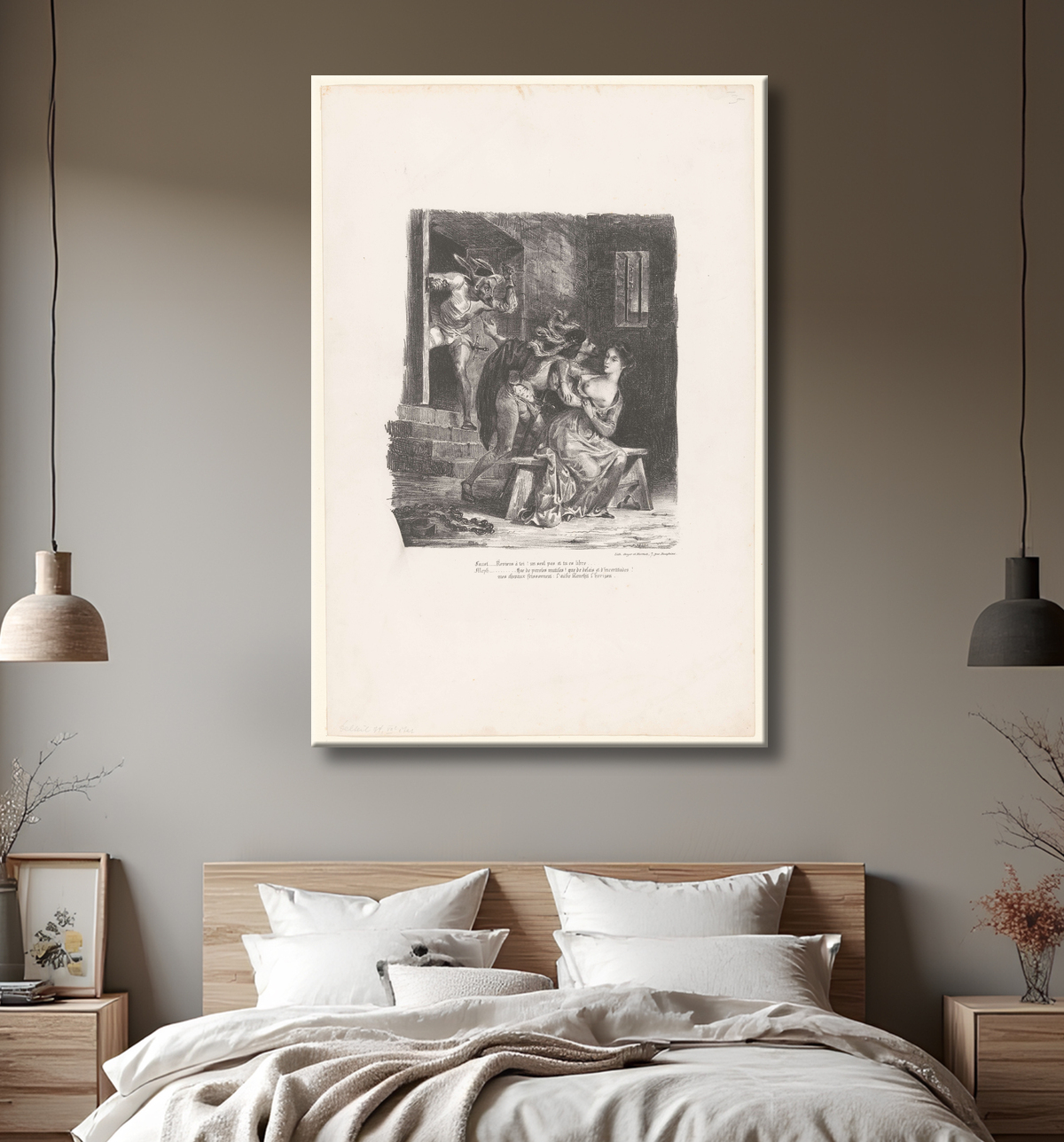 Reproduction Faust tente de persuader Gretel de fuir le cachot de Eugène Delacroix avec decor