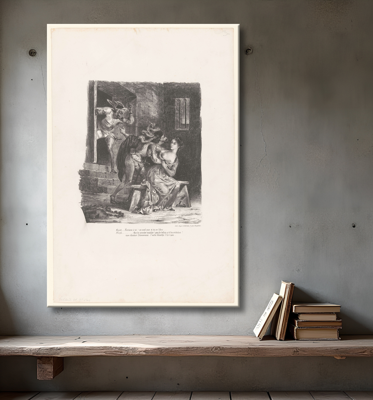 Reproduction Faust tente de persuader Gretel de fuir le cachot de Eugène Delacroix avec decor