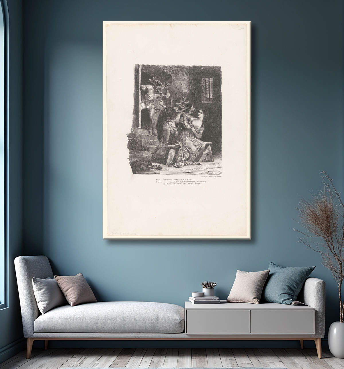 Reproduction Faust tente de persuader Gretel de fuir le cachot de Eugène Delacroix avec decor