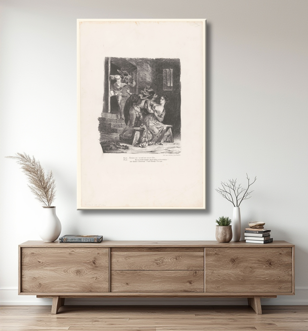 Reproduction Faust tente de persuader Gretel de fuir le cachot de Eugène Delacroix avec decor