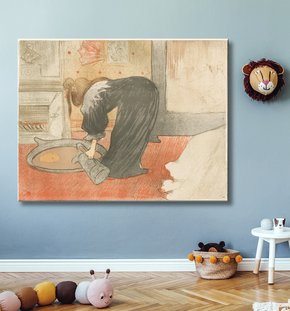 Reproduction Femme à la baignoire, planche quatre d'Elles de Henri de Toulouse-Lautrec avec decor