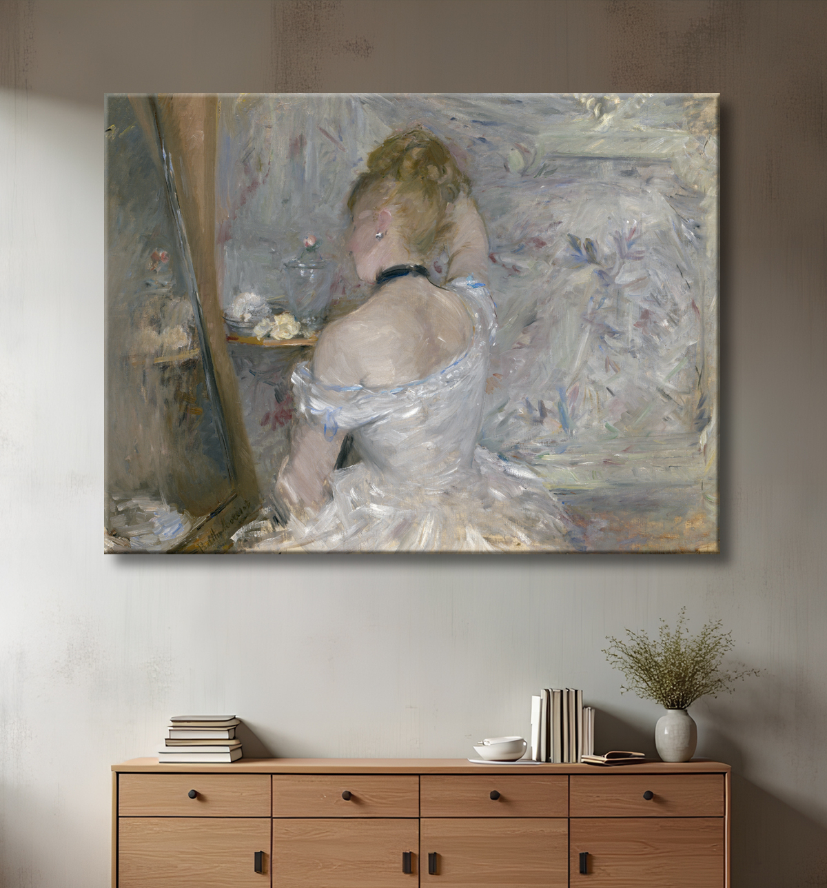 Reproduction Femme à sa toilette de Berthe Morisot avec decor