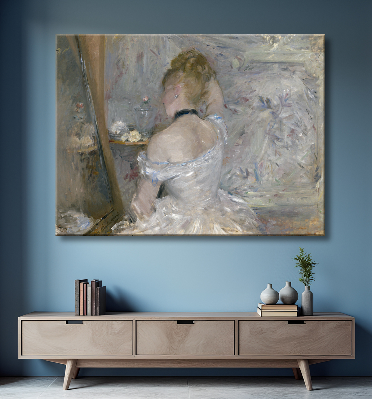 Reproduction Femme à sa toilette de Berthe Morisot avec decor
