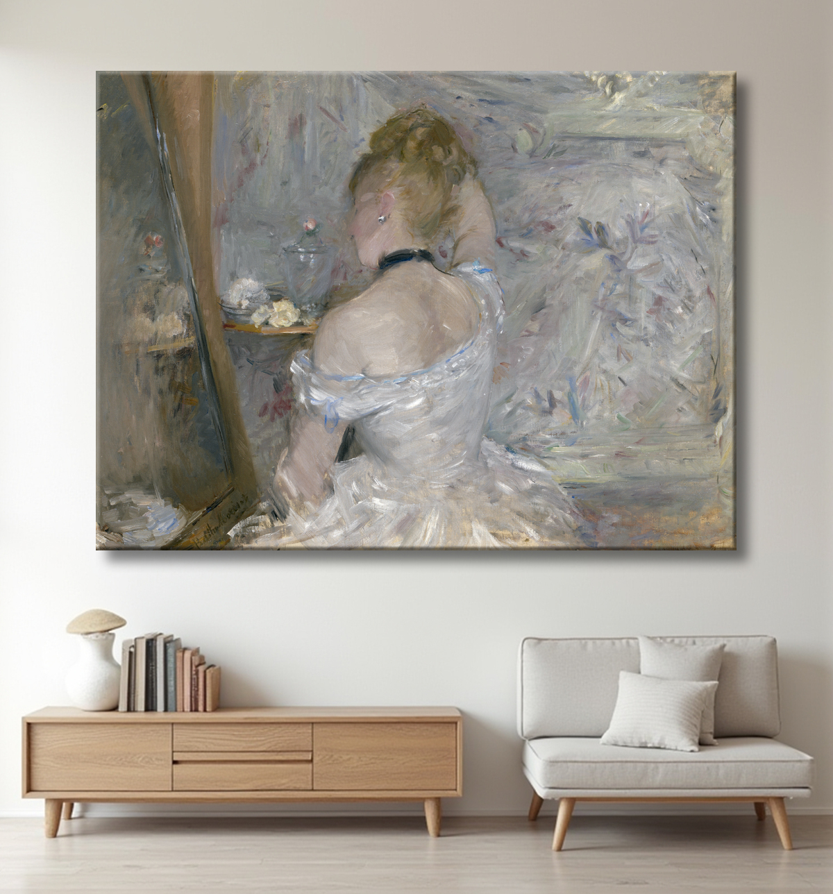 Reproduction Femme à sa toilette de Berthe Morisot avec decor