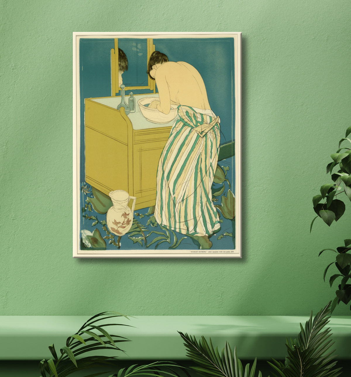 Reproduction Femme au bain (affiche) de Mary Cassatt, born Allegheny City, PA 1844-died Mesnil-Theribus, France 1926 avec decor