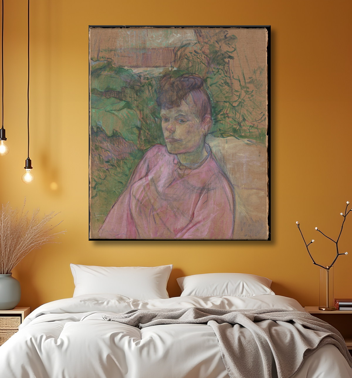 Reproduction Femme au jardin de Monsieur Forest de Henri de Toulouse-Lautrec avec decor