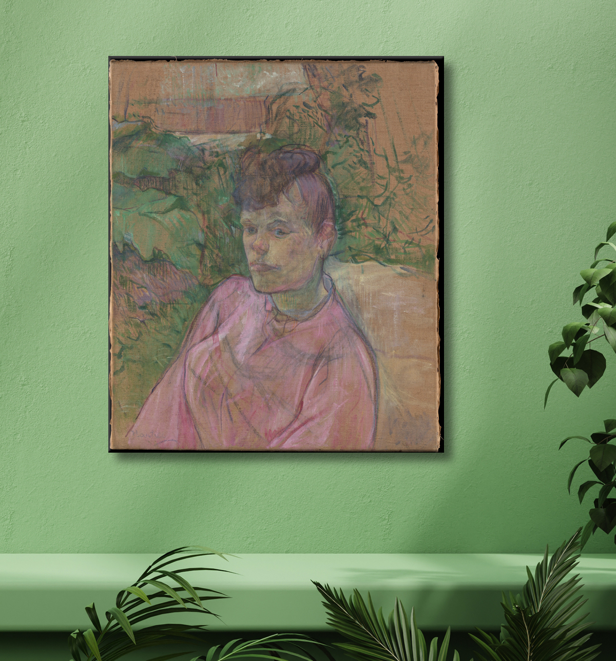 Reproduction Femme au jardin de Monsieur Forest de Henri de Toulouse-Lautrec avec decor