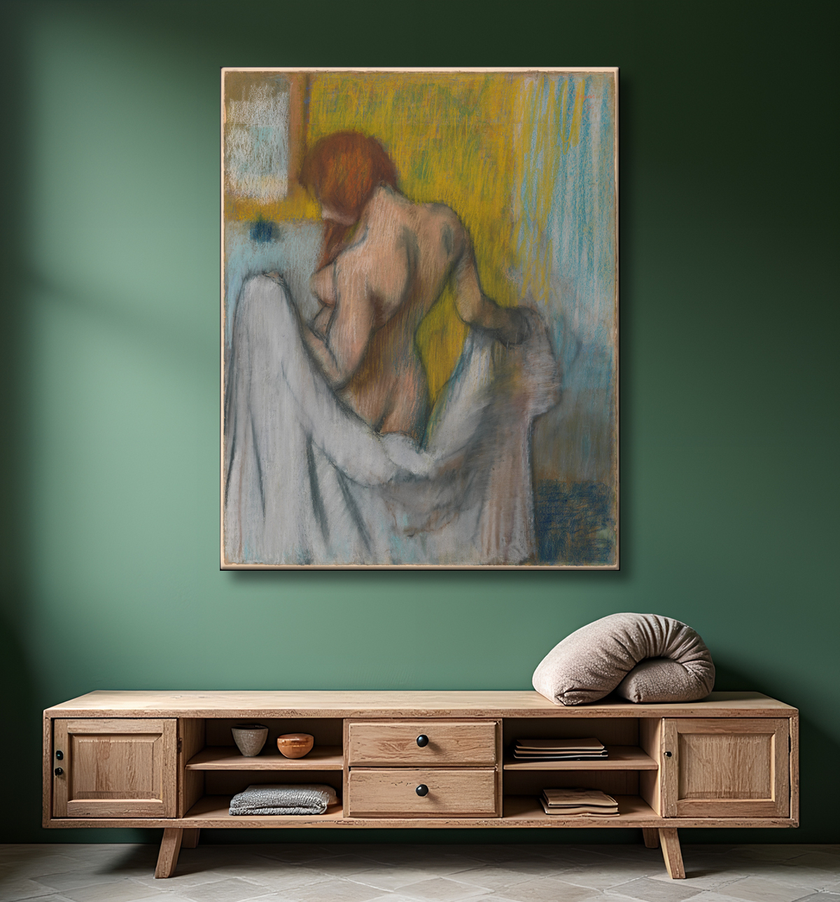 Reproduction Femme avec une serviette de Edgar Degas avec decor