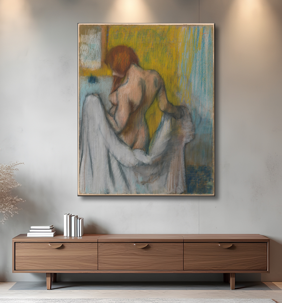 Reproduction Femme avec une serviette de Edgar Degas avec decor