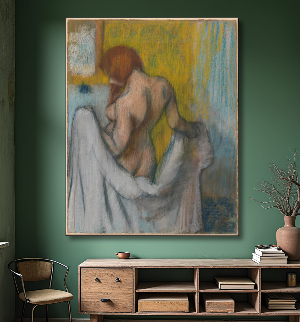 Reproduction Femme avec une serviette de Edgar Degas avec decor