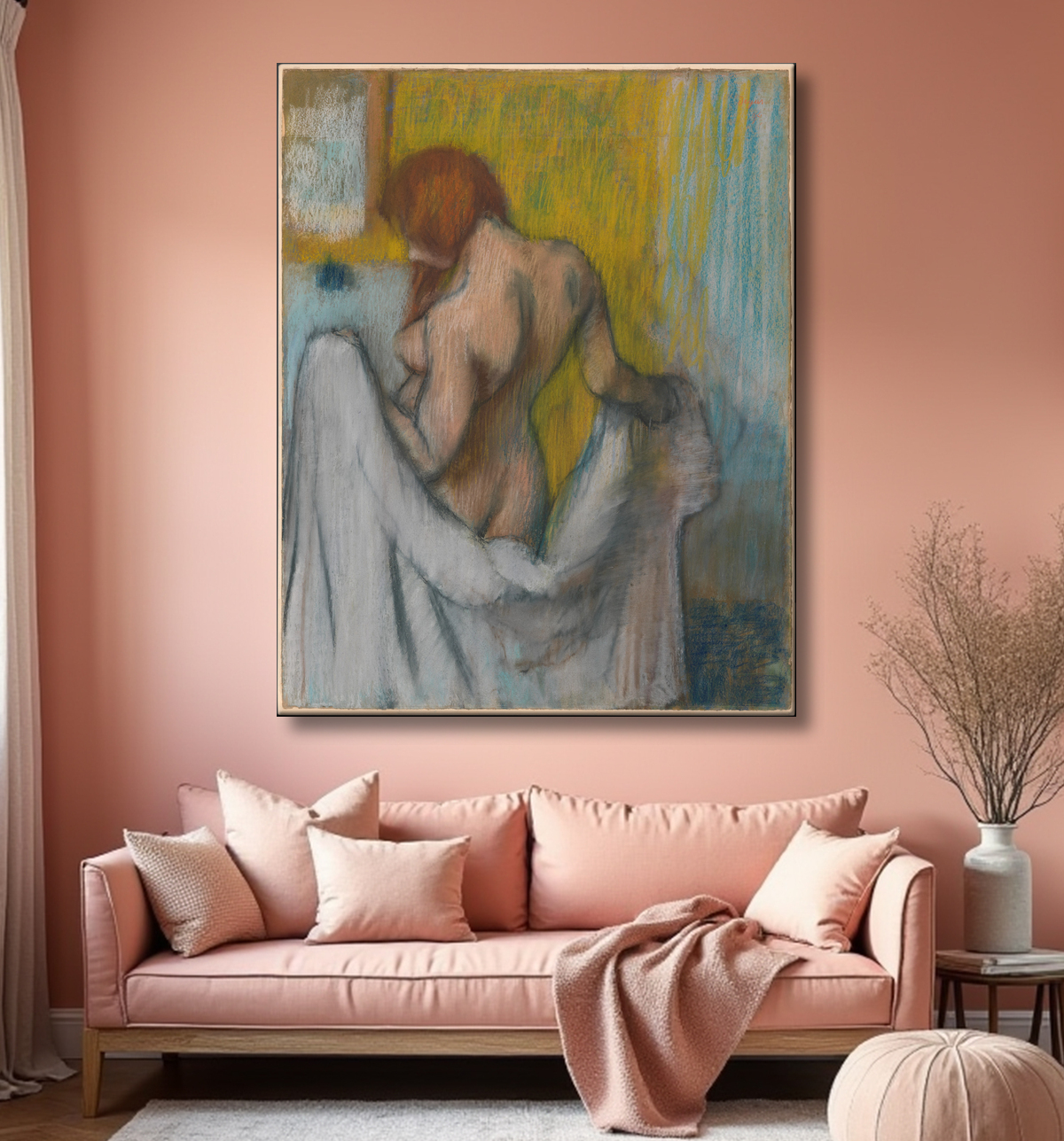 Reproduction Femme avec une serviette de Edgar Degas avec decor