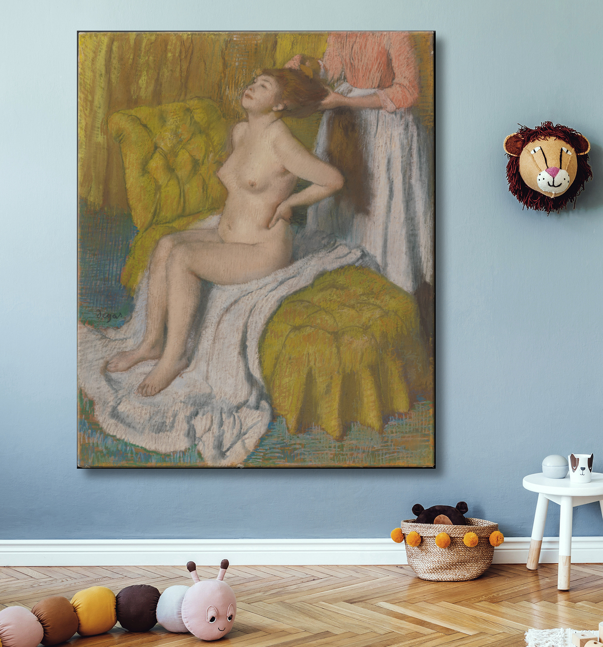 Reproduction Femme ayant ses cheveux peignés de Edgar Degas avec decor