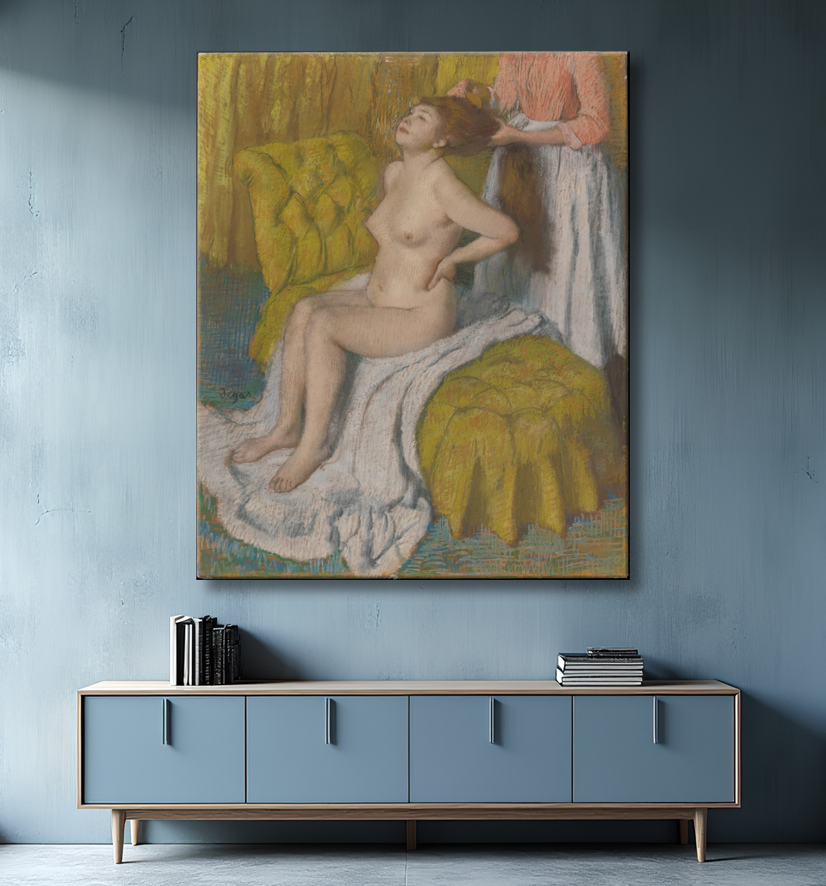 Reproduction Femme ayant ses cheveux peignés de Edgar Degas avec decor
