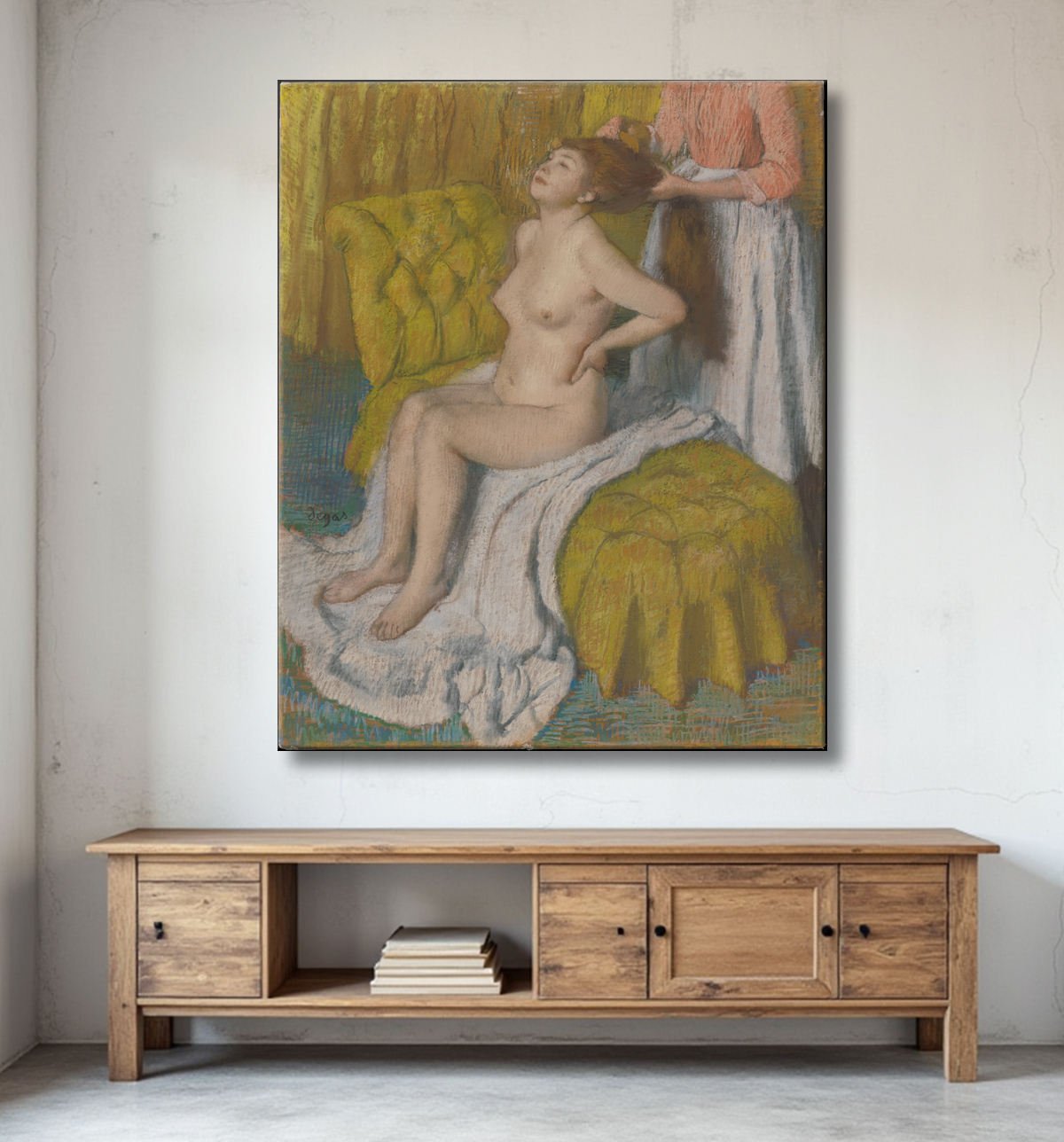 Reproduction Femme ayant ses cheveux peignés de Edgar Degas avec decor