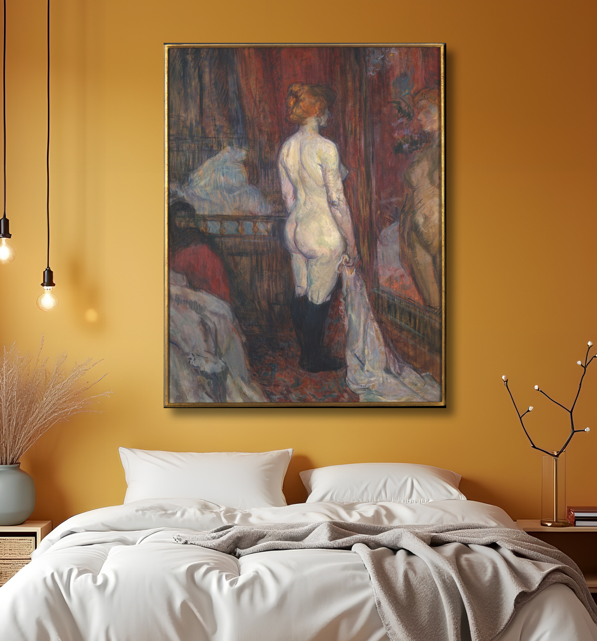 Reproduction Femme devant un miroir de Henri de Toulouse-Lautrec avec decor
