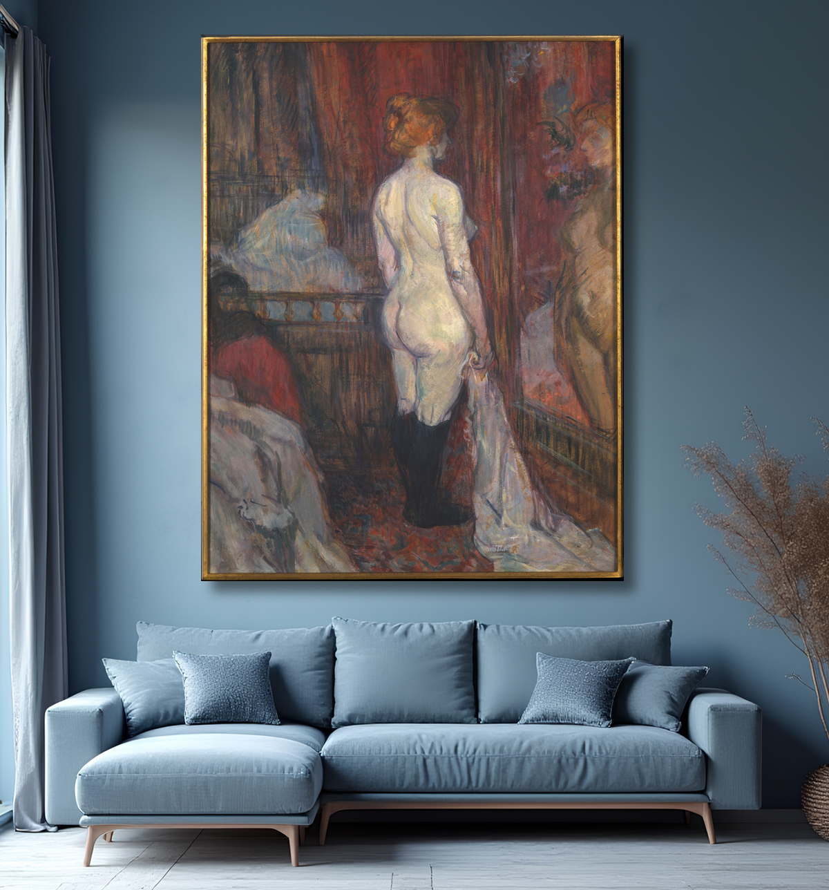 Reproduction Femme devant un miroir de Henri de Toulouse-Lautrec avec decor