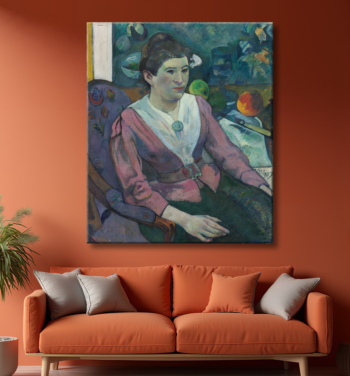 Reproduction Femme devant une nature morte de Cézanne de Paul Gauguin avec decor