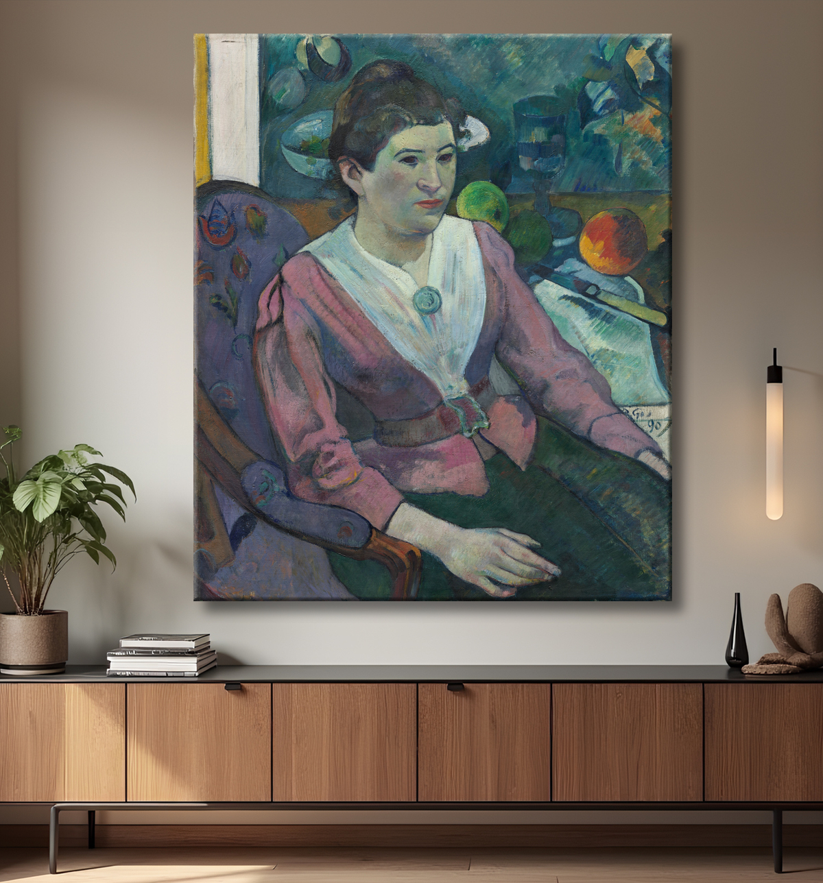 Reproduction Femme devant une nature morte de Cézanne de Paul Gauguin avec decor