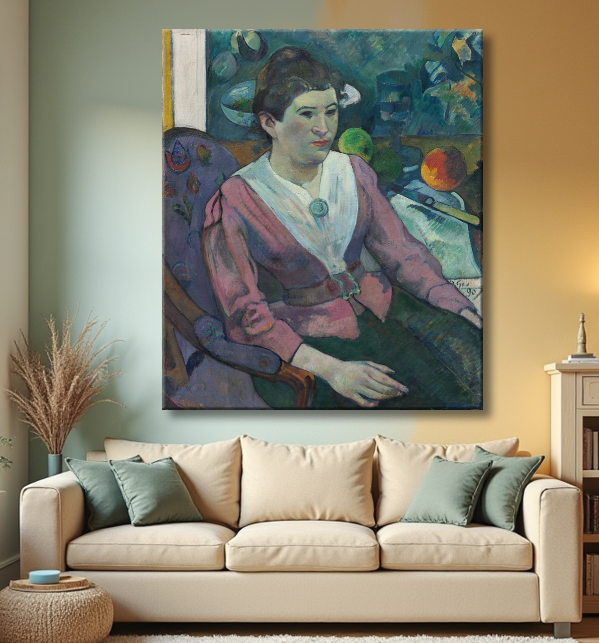 Reproduction Femme devant une nature morte de Cézanne de Paul Gauguin avec decor
