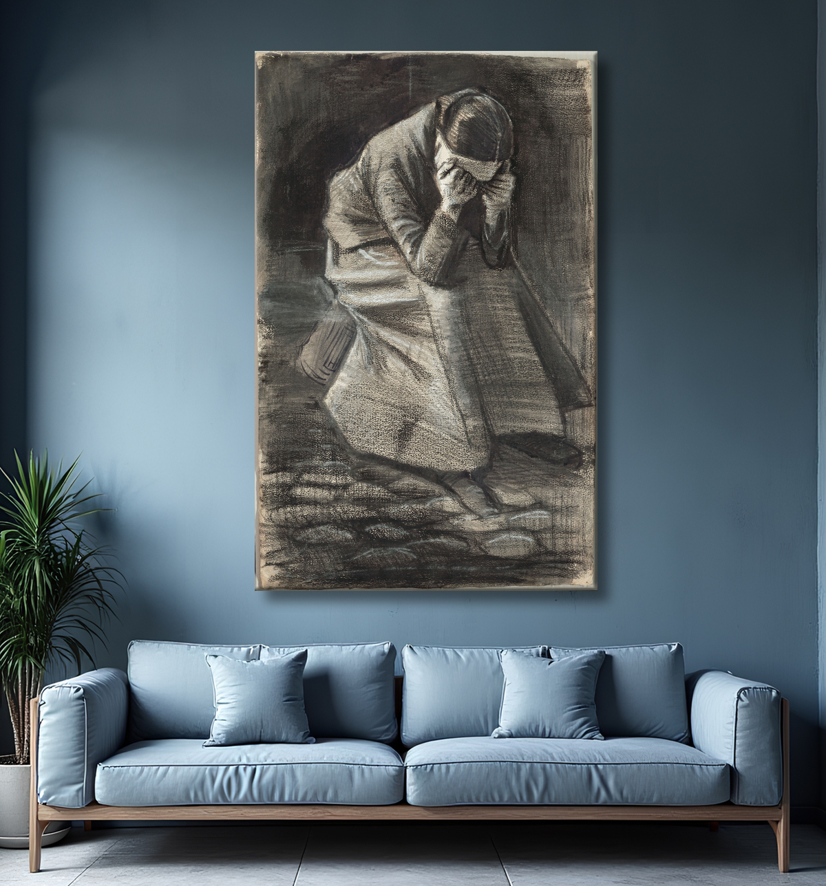 Reproduction Femme en pleurs de Vincent van Gogh avec decor