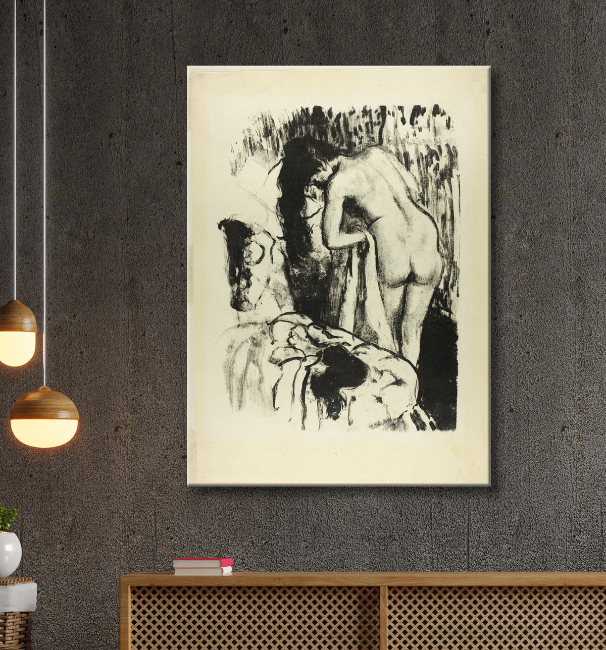 Reproduction Femme nue debout, se séchant de Hilaire Germain Edgar Degas avec decor