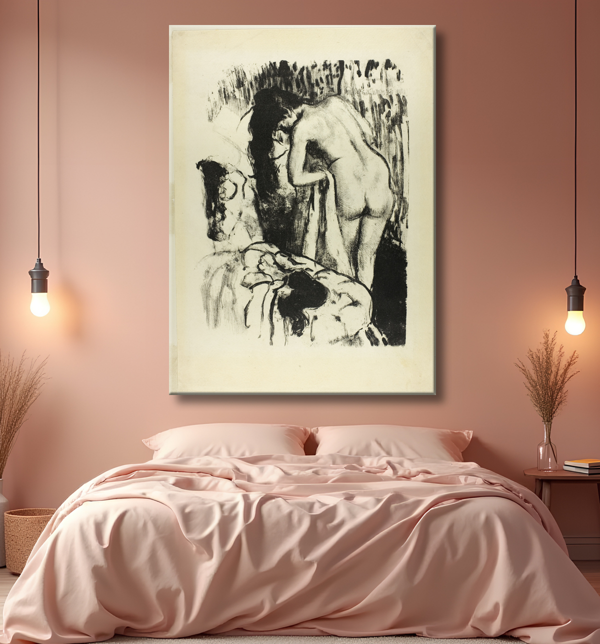 Reproduction Femme nue debout, se séchant de Hilaire Germain Edgar Degas avec decor