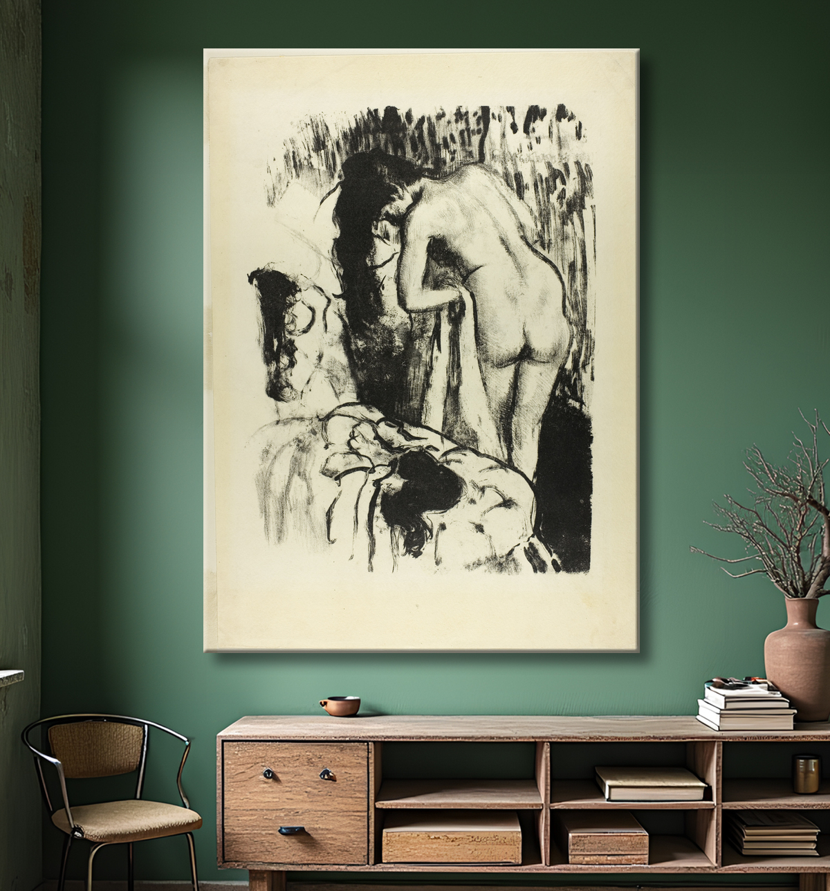 Reproduction Femme nue debout, se séchant de Hilaire Germain Edgar Degas avec decor