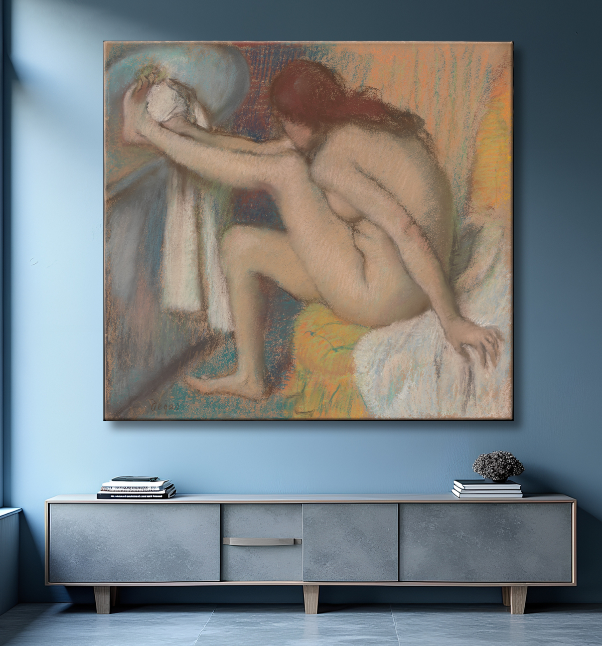 Reproduction Femme séchant son pied de Edgar Degas avec decor