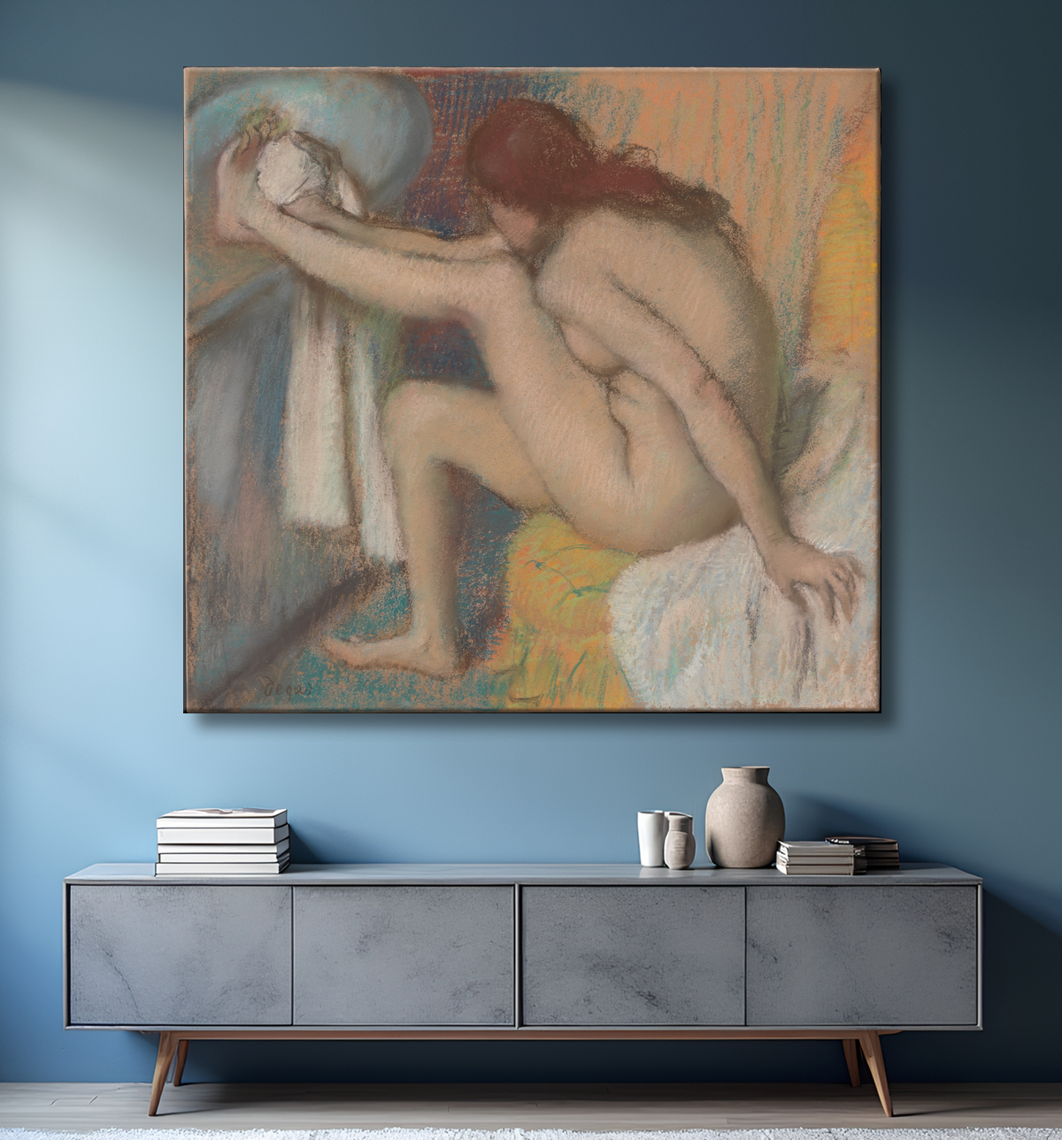 Reproduction Femme séchant son pied de Edgar Degas avec decor