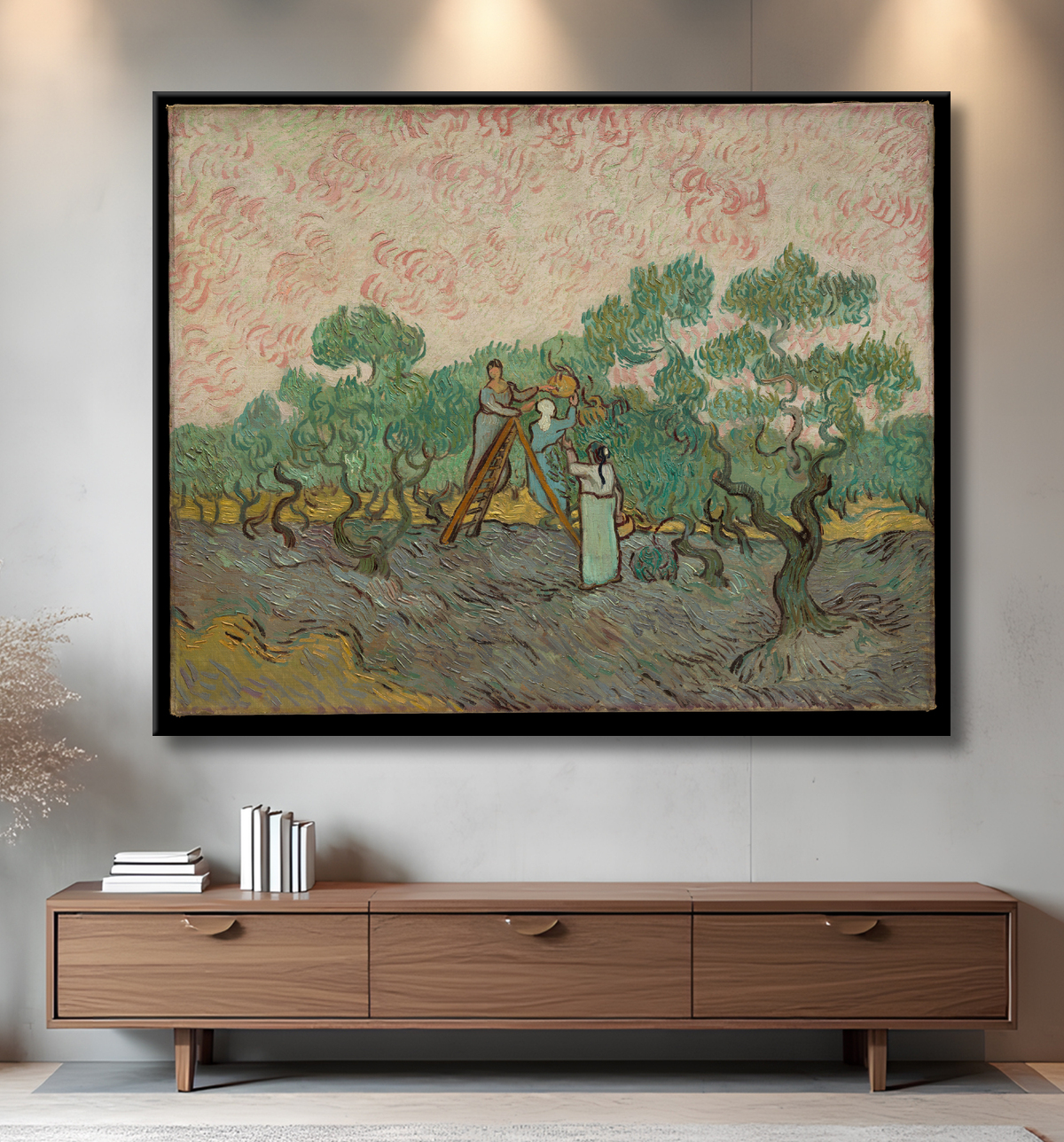 Reproduction Femmes cueillant des olives de Vincent van Gogh avec decor