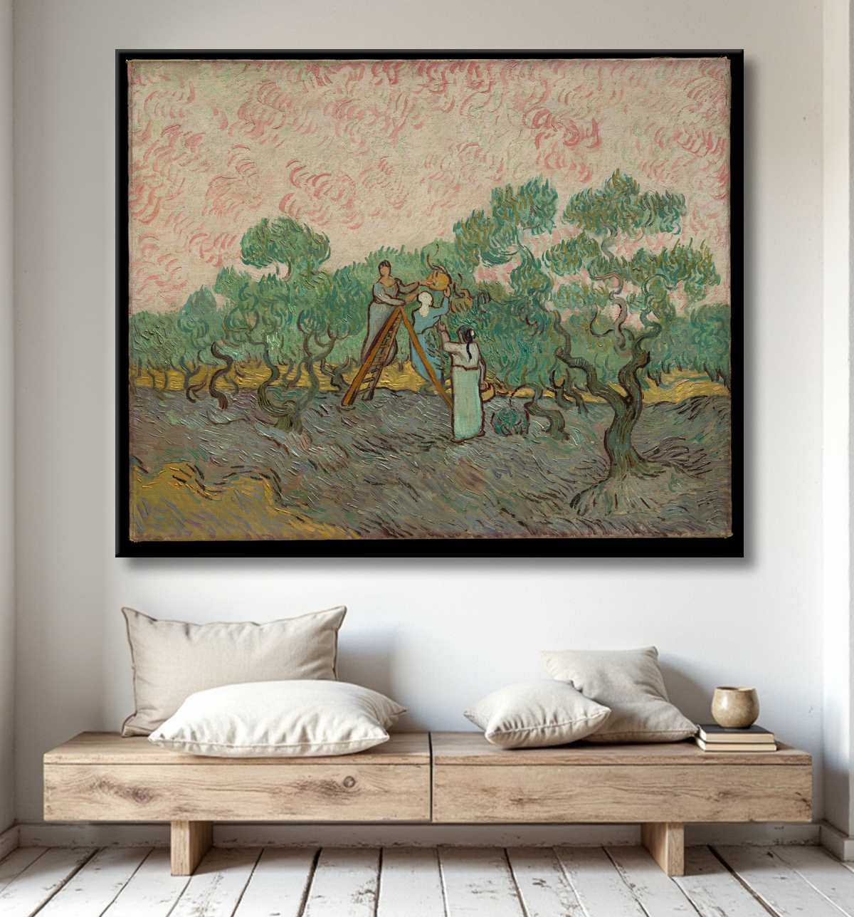Reproduction Femmes cueillant des olives de Vincent van Gogh avec decor