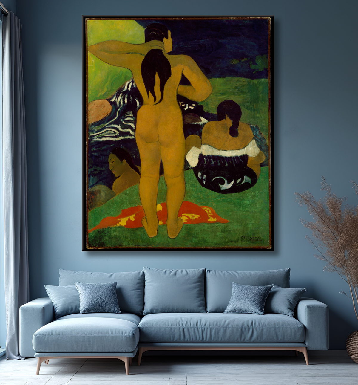 Reproduction Femmes tahitiennes se baignant de Paul Gauguin avec decor