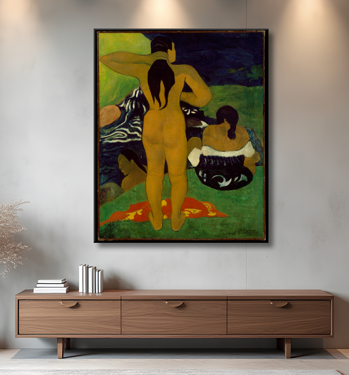 Reproduction Femmes tahitiennes se baignant de Paul Gauguin avec decor