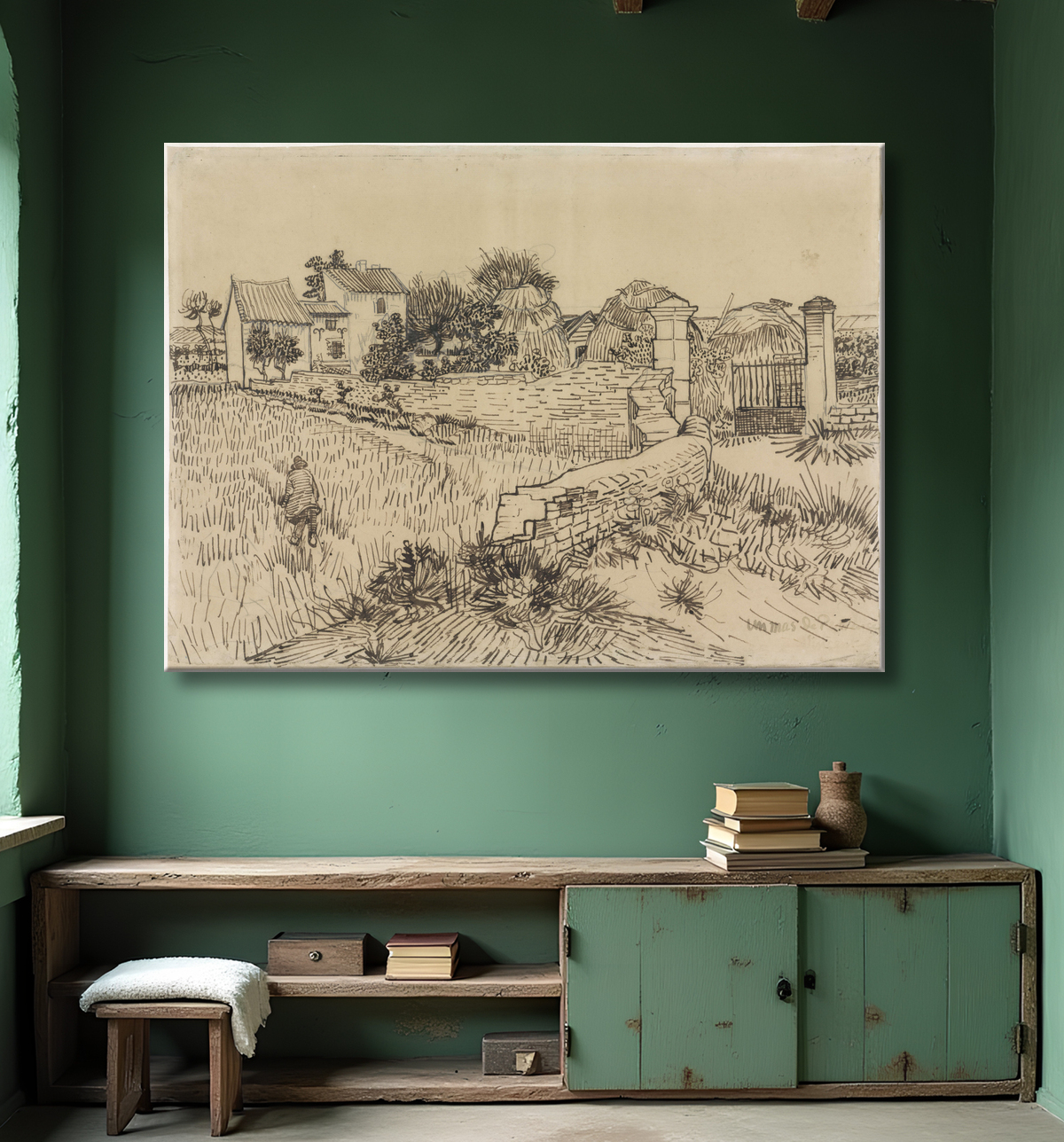 Reproduction Ferme en Provence de Vincent van Gogh avec decor