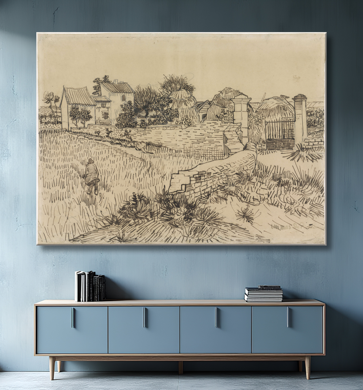 Reproduction Ferme en Provence de Vincent van Gogh avec decor