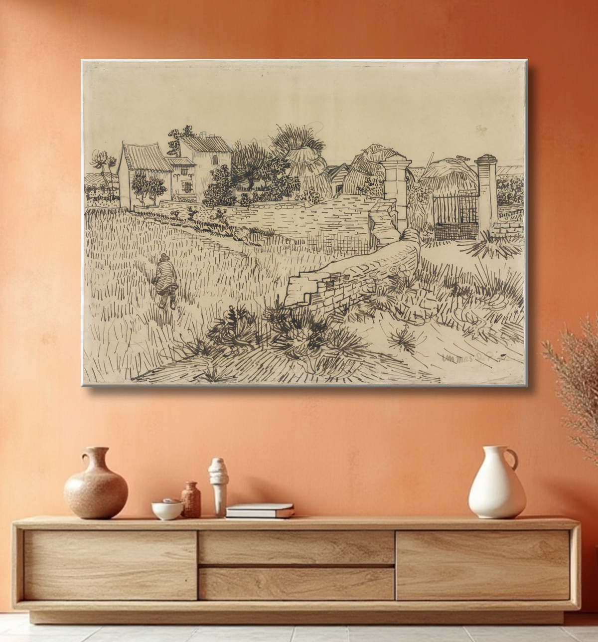 Reproduction Ferme en Provence de Vincent van Gogh avec decor