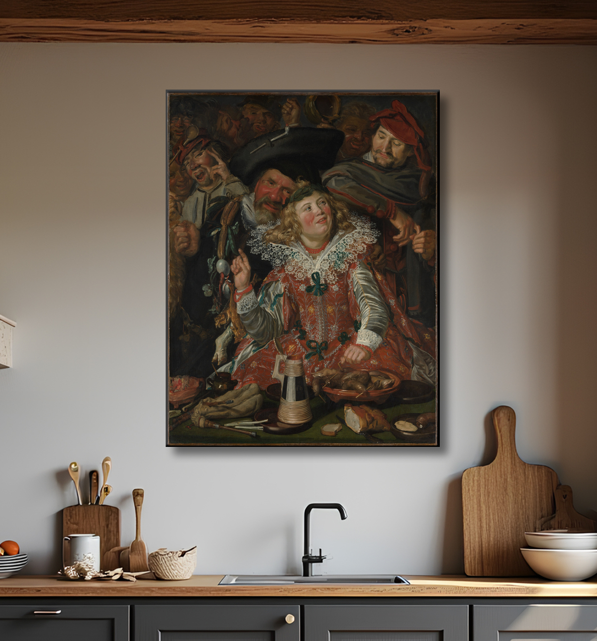 Reproduction Fêtards à Shrovetide de Frans Hals avec decor