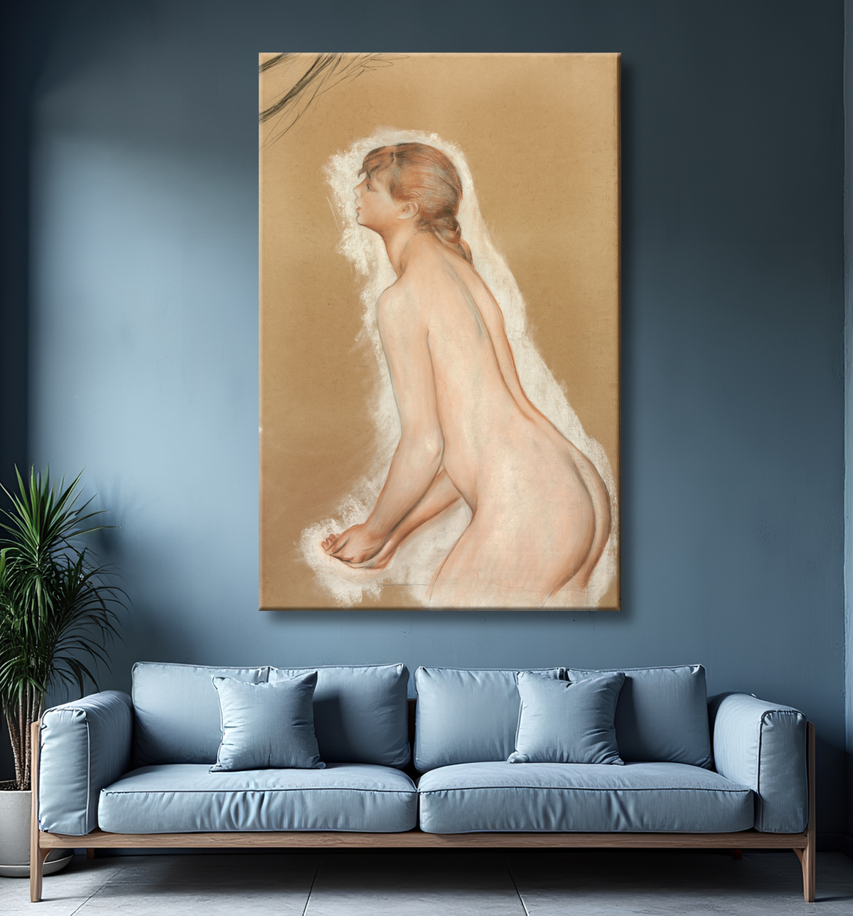 Reproduction Figure éclaboussante (étude pour "Les grands baigneurs") de Pierre-Auguste Renoir avec decor