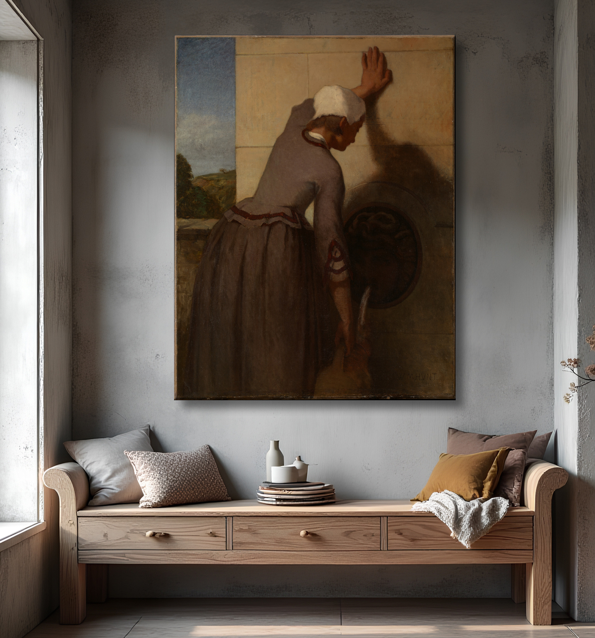 Reproduction Fille à la fontaine de William Morris Hunt avec decor