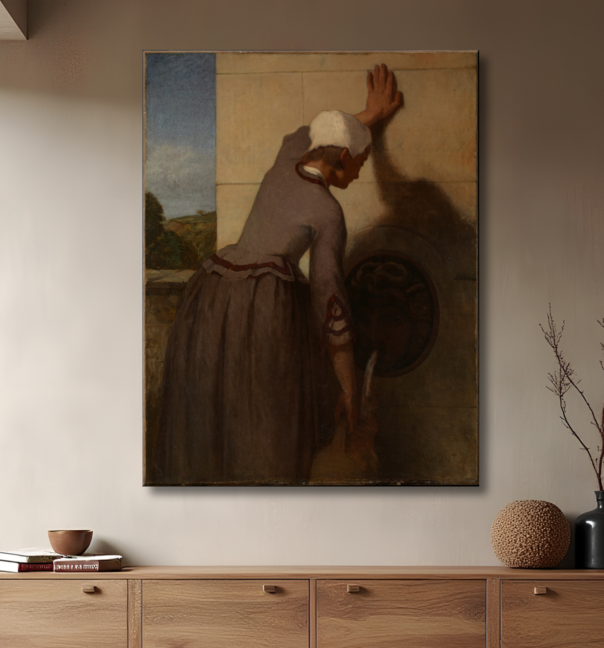 Reproduction Fille à la fontaine de William Morris Hunt avec decor