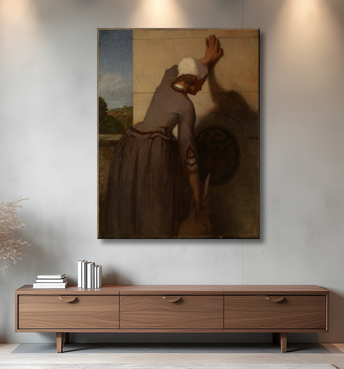 Reproduction Fille à la fontaine de William Morris Hunt avec decor