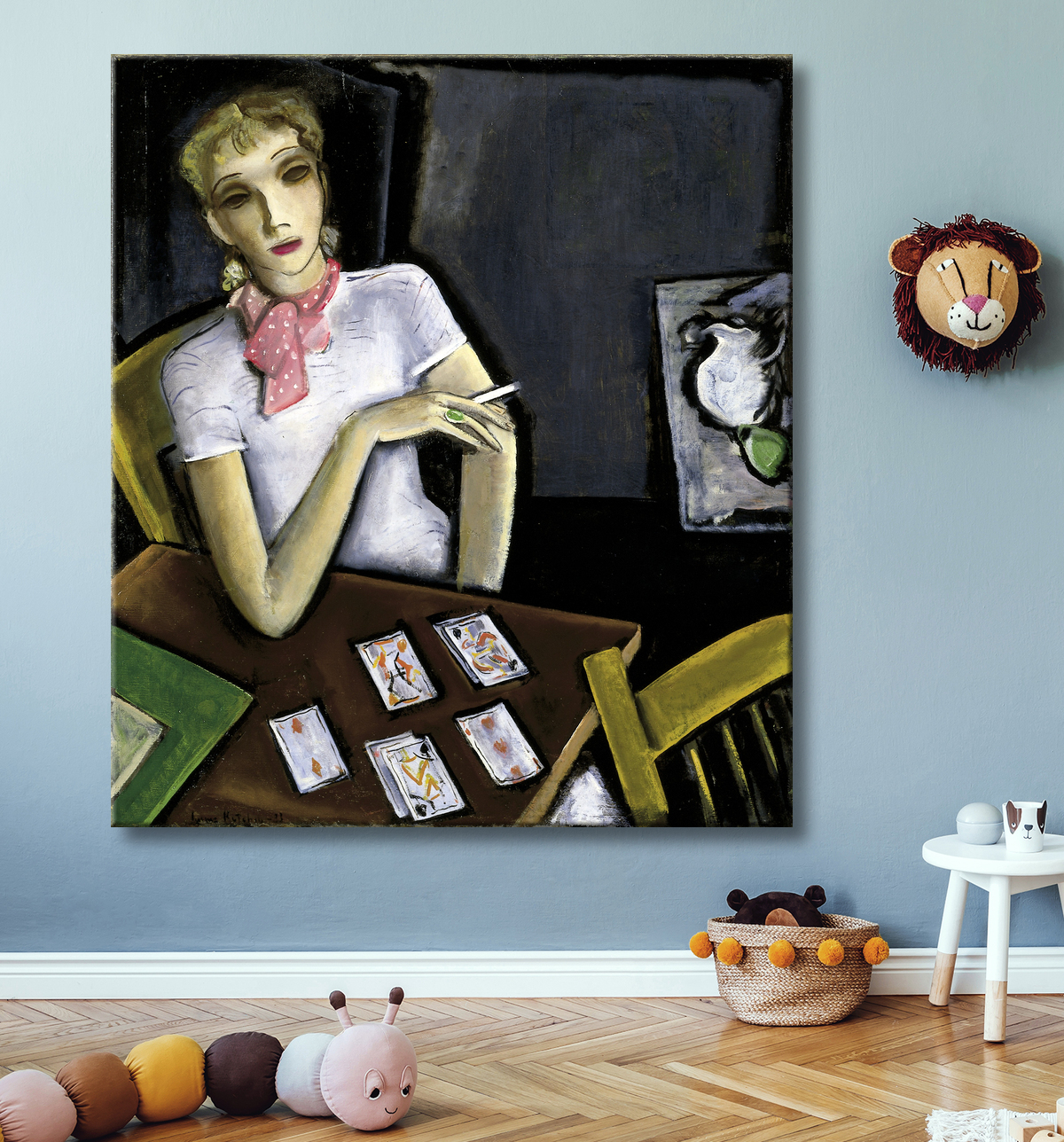 Reproduction Fille avec des cartes de Lucius Kutchin, born Columbus, OH 1901-died Columbus, OH 1936 avec decor