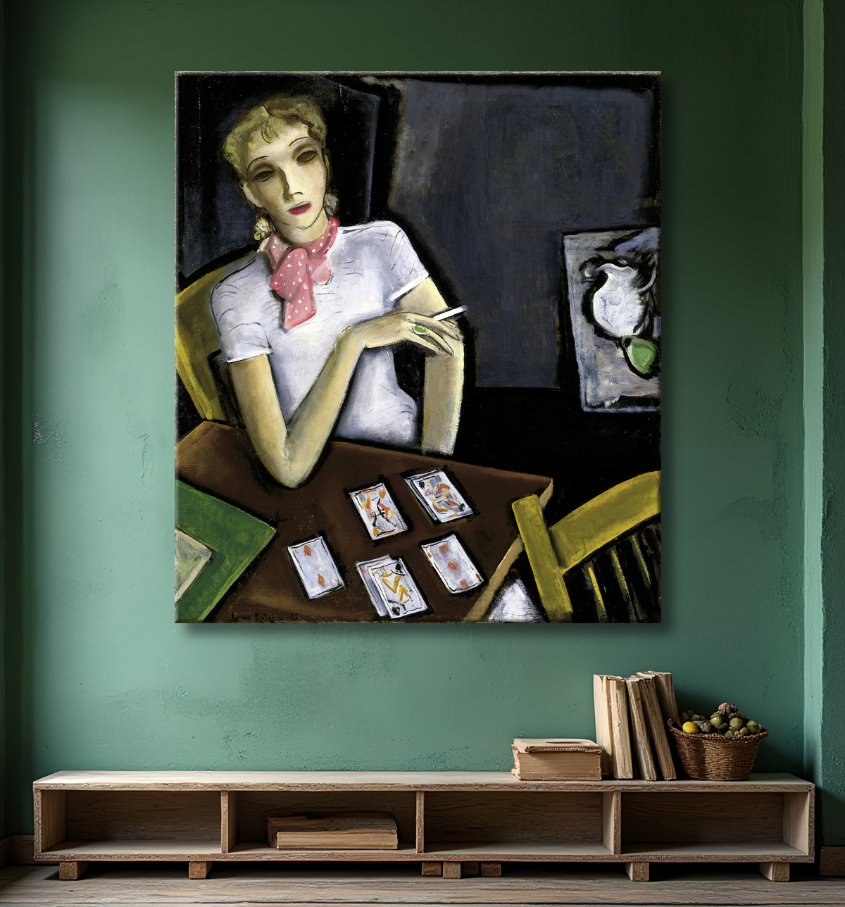 Reproduction Fille avec des cartes de Lucius Kutchin, born Columbus, OH 1901-died Columbus, OH 1936 avec decor
