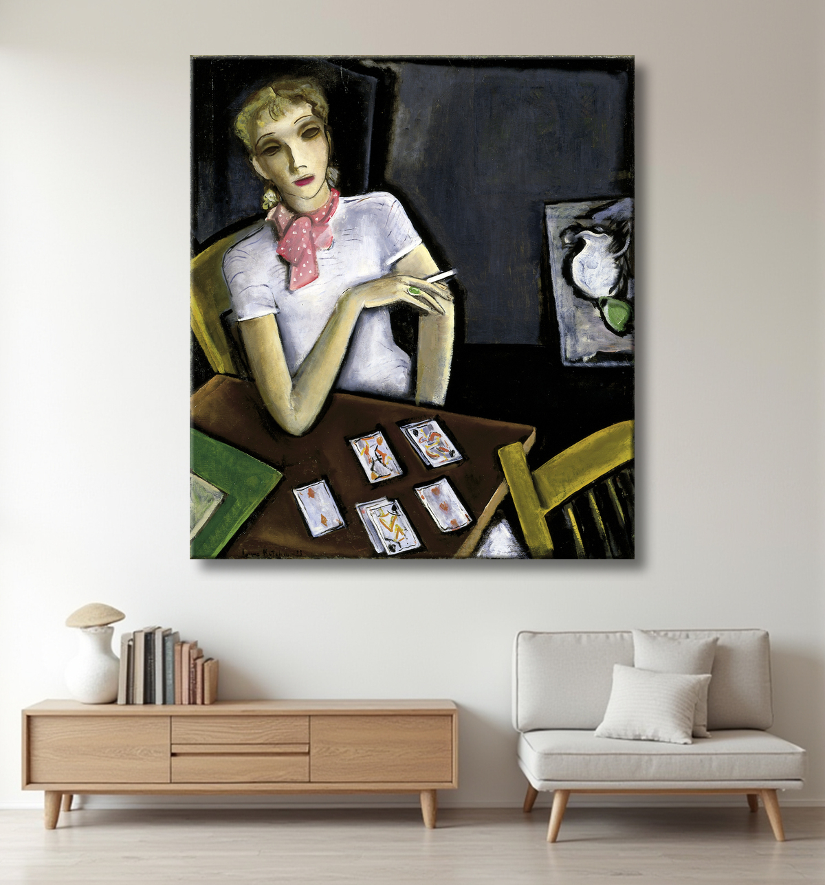 Reproduction Fille avec des cartes de Lucius Kutchin, born Columbus, OH 1901-died Columbus, OH 1936 avec decor