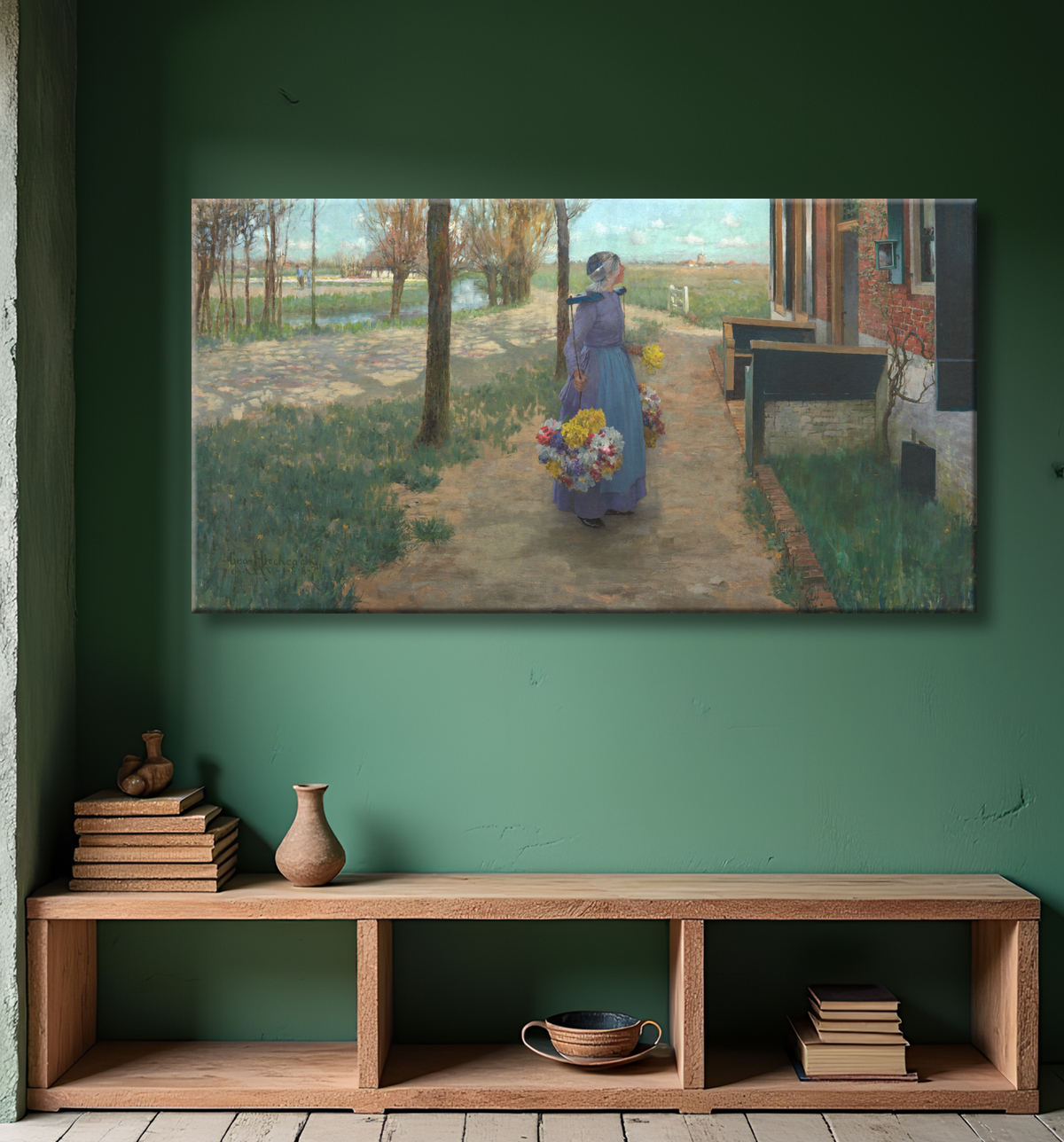 Reproduction Fille de fleur en Hollande de George Hitchcock avec decor