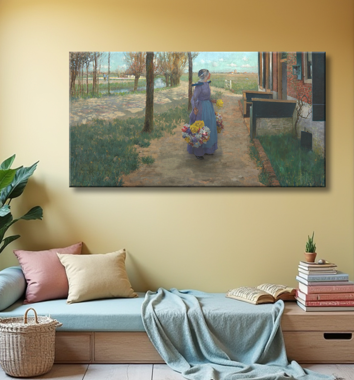 Reproduction Fille de fleur en Hollande de George Hitchcock avec decor
